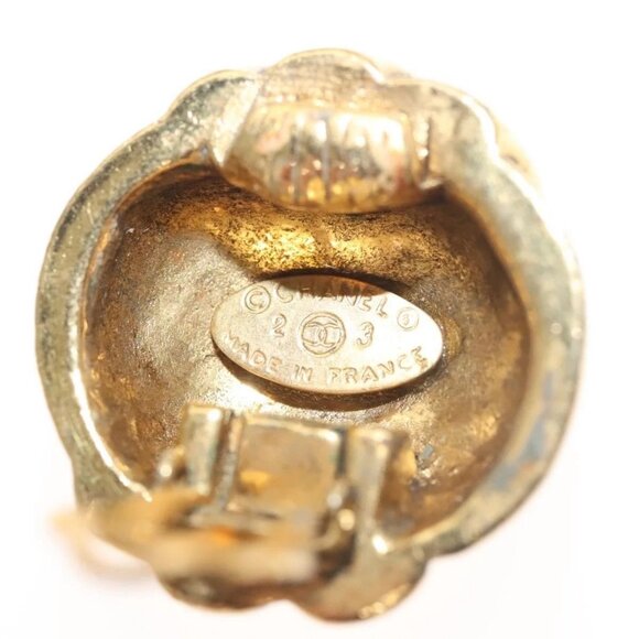 CHANEL Earring Metal Gold CC Auth - Picture 9 of 14